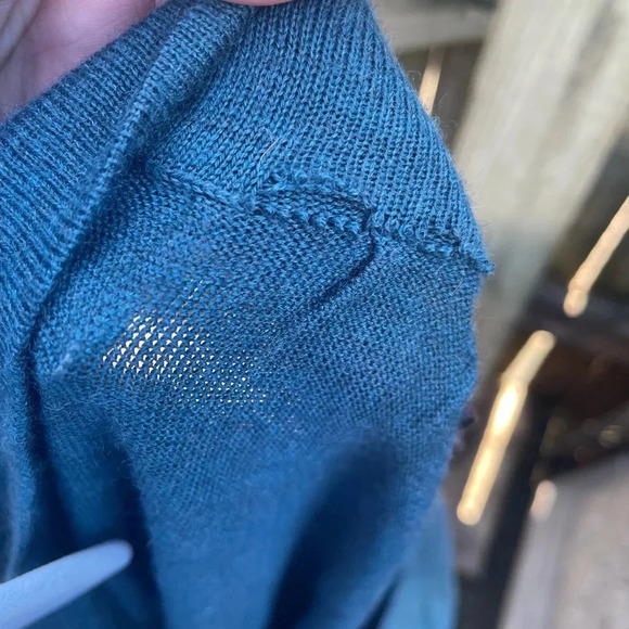 THE LIMITED TEAL WOOL BLEND V-NECK SWEATER - Picture 5 of 5